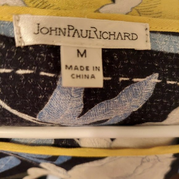 John Paul Richard Blue Floral Tunic Top M Kimono Rayon - Picture 4 of 5